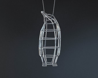 SILVER PENGUIN MEDIUM / silver pendant and silver chain