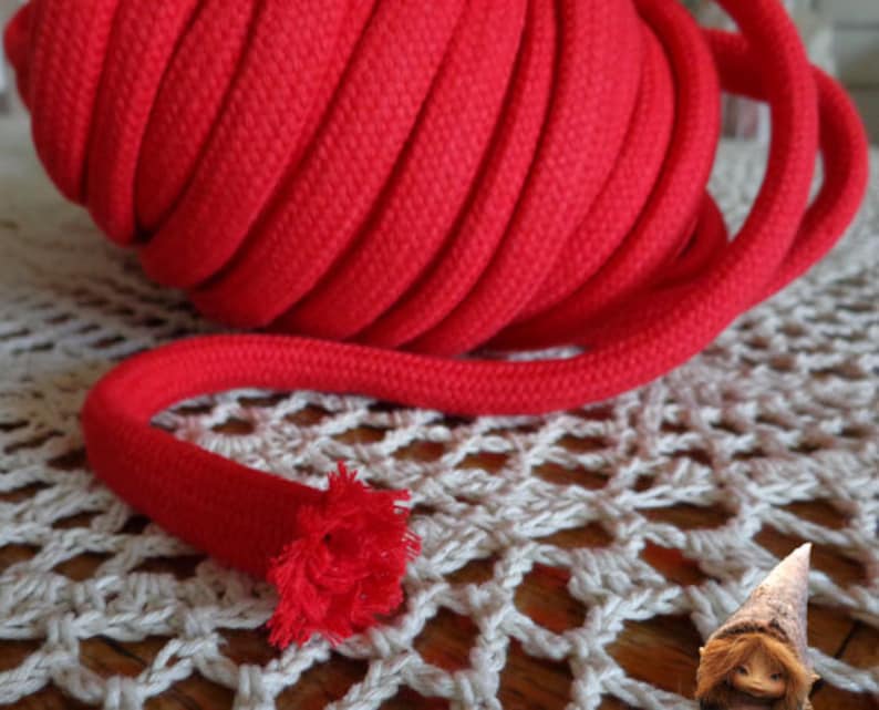 3 meters Cotton Rope 10 mm Red Cotton Cord With Filling for Crafts Jewellery Decorations