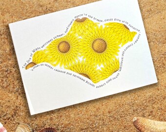 Isle of Wight Sunflower Greetings Card: Yellow Floral Design