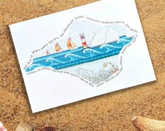 Isle of Wight Art Print Greetings Card