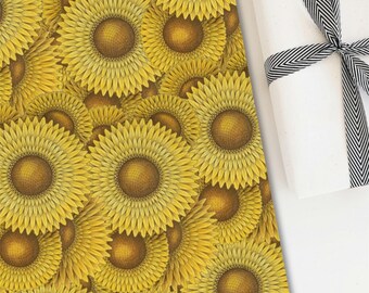 Sunflower Print Wrapping Paper: Original Pencil Drawings