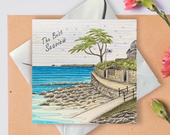 Isle of Wight Art Card: Seaview Seafront Print, UK Greetings Card