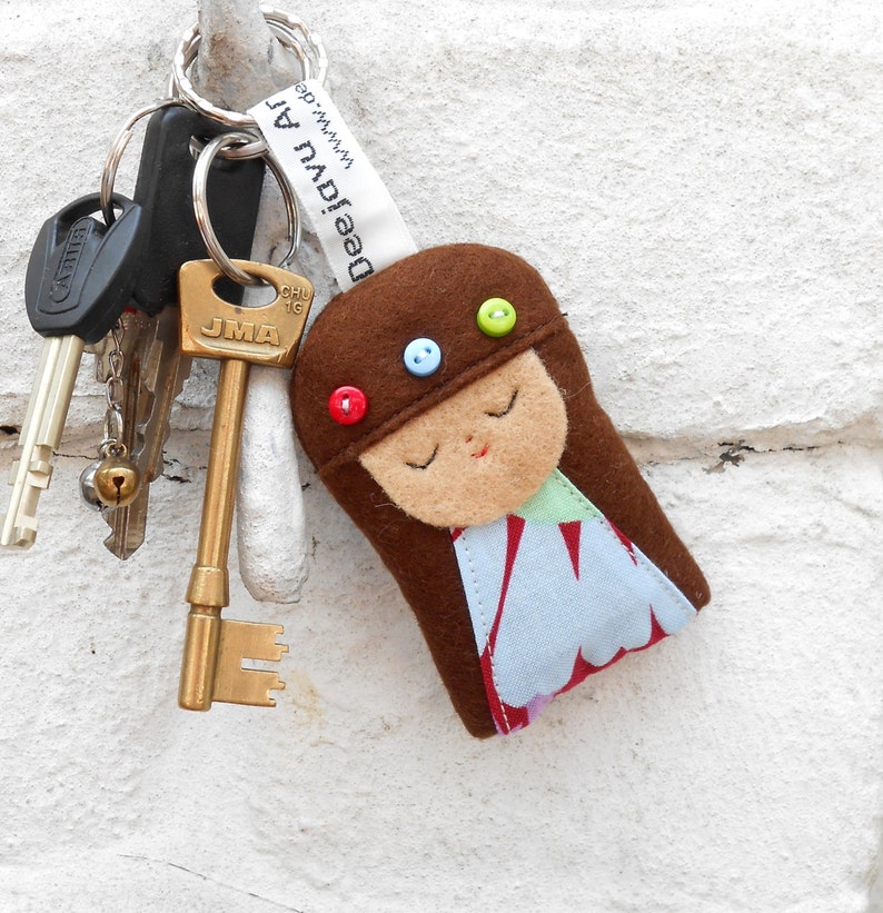 Kokeshi Doll Keyring Japanese Doll Fabric Bag Charm Small Etsy UK