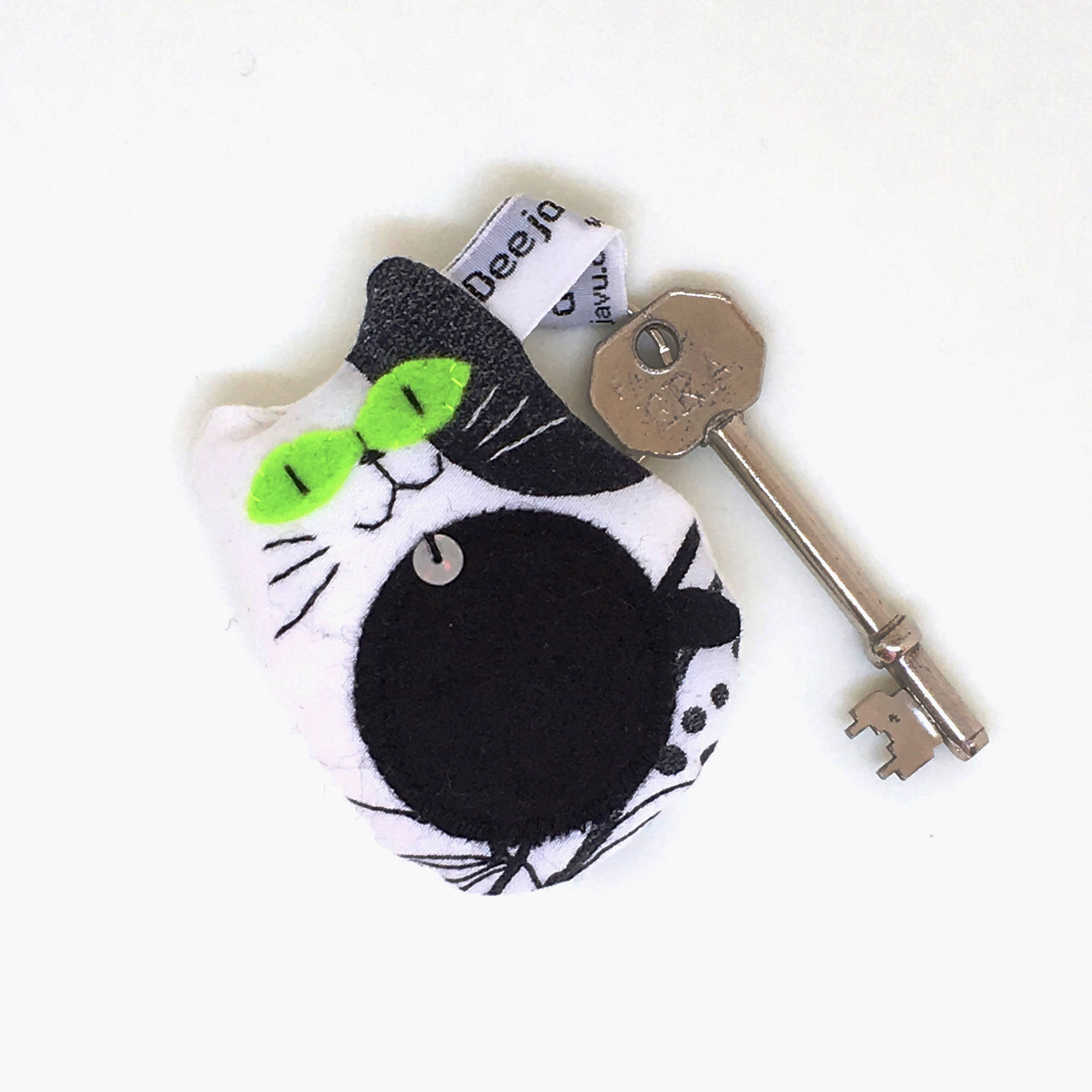 Black and White Cat Keyring Handcrafted Cat Keychain Small Etsy