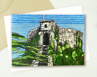 Carisbrooke Castle Art Print Greetings Card - Isle of Wight