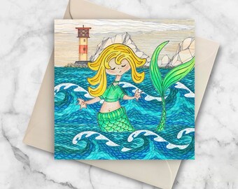 Mermaid Greetings Card: Isle of Wight Art Card