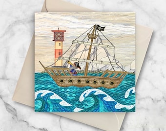 Pirate Ship Greetings Card: Isle of Wight Art Print
