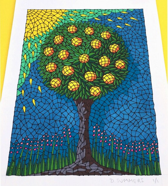Orange Tree Drawing Mosaic Art Orange Tree Mosaic Original Etsy Orange Tree Drawing Mosaic Art Orange Tree Mosaic Original Etsy