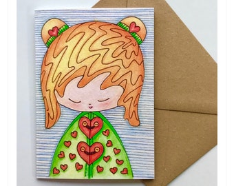 Kokeshi Doll Art Print Card