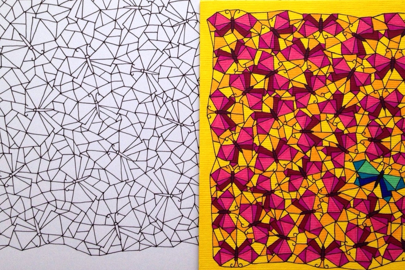 Mosaic Butterfly Colouring Page Butterfly Download Digital | Etsy