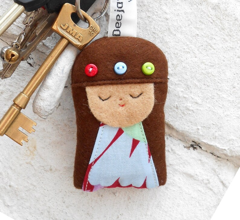 Kokeshi Doll Keyring Japanese Doll Fabric Bag Charm Small Etsy UK