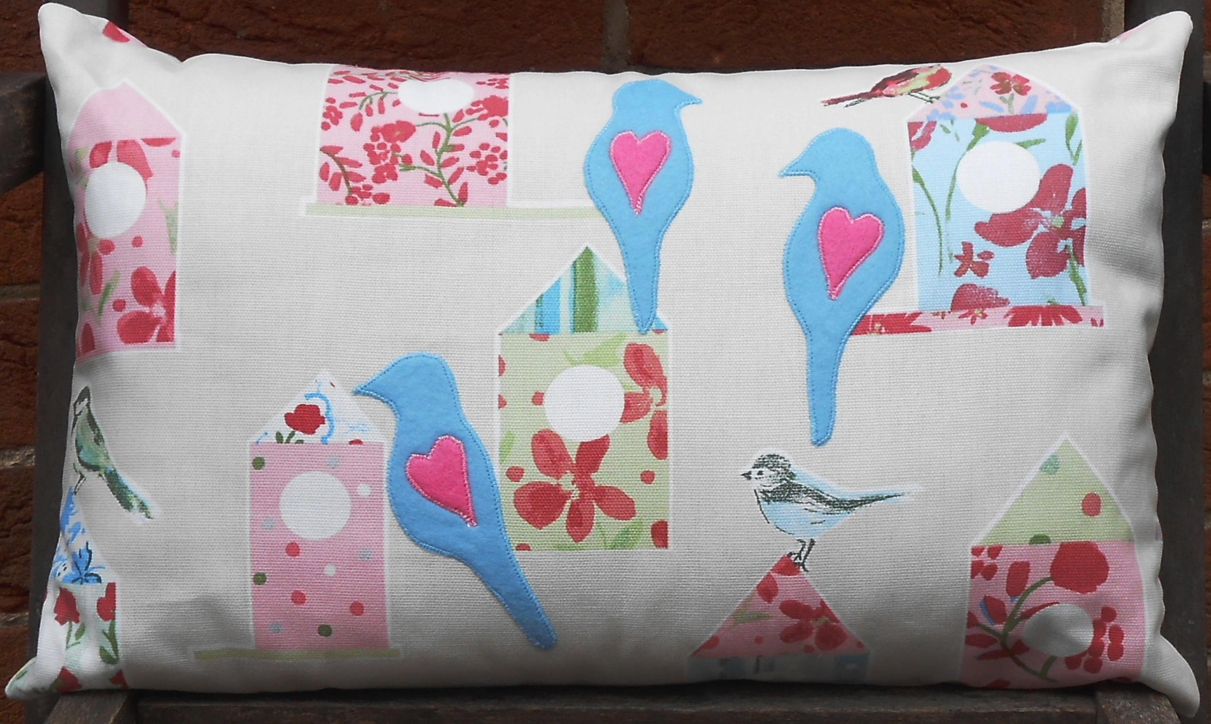 Lovebirds Cushion Applique Bird Cushion Bird Design Pillow Etsy