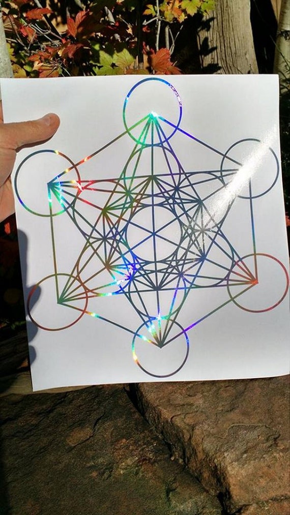 Large 11.5 Size Metatron/'s Cube Window Decal Sticker Prismatic Rainbow Gold or Silver Vinyl