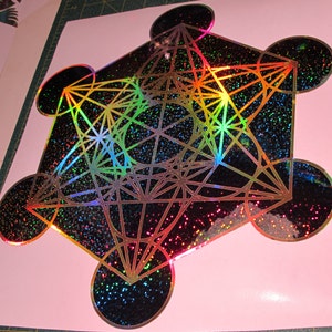 Metatron's Cube. Deep Space Rainbow, OR Merlin OR Merlin 2 Edition. Vinyl Sticker. Window Decal.  Large 11.70" or Medium 7.680" size.