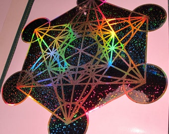 Metatron's Cube. Deep Space Rainbow, OR Merlin OR Merlin 2 Edition. Vinyl Sticker. Window Decal.  Large 11.70" or Medium 7.680" size.