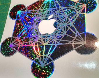 Metatron's Cube. Deep Space II Rainbow Edition For Macbook. Vinyl Sticker. Window Decal.  Medium 7.75" size.