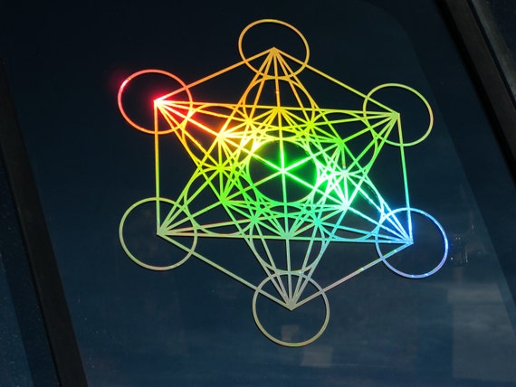 Large 11.5 Size Metatron/'s Cube Window Decal Sticker Prismatic Rainbow Gold or Silver Vinyl