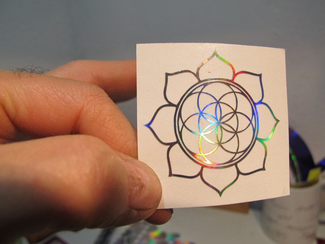 Lotus Seed of Life Sticker Prismatic Rainbow Silver or Gold - Etsy Canada