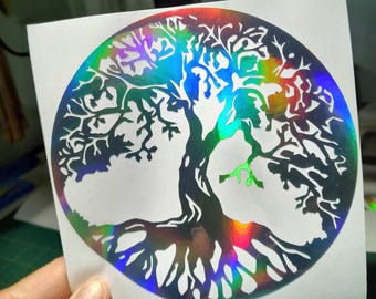 The Life Tree-   5.75" or 7.75" Width Prismatic Rainbow Gold or Silver