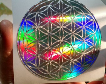 Flower of Life Sticker.  Special Editions And Single Layer Prismatics. In 3.75" Size.