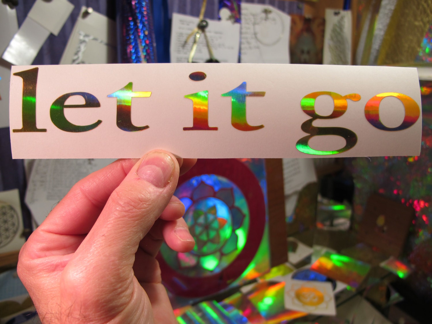 Sticker Let Go Let It Go. Vinyl Sticker/ Window Decal- Prismatic Rainbow Gold - Etsy