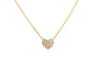 14K Solid Gold Diamond Heart Pave Necklace•Anniversary•Wedding•Graduation•Birthday•Bridesmaids•Mother's Day•Valentine's•MothersDay