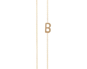 14k Gold Asymmetrical Initial Necklace•Birthday•Birthday•Anniversary•Custom•Gift•Personalized•Valentine&#39;s•MothersDay