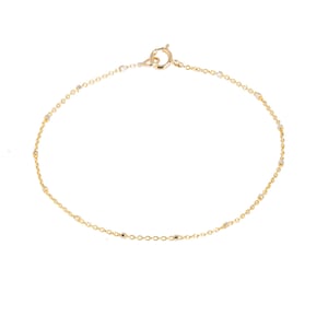 Dainty 14k Gold Chain Bracelet/birthday/anniversary/wedding/bridesmaids/two tone bracelet/rolo•MothersDay