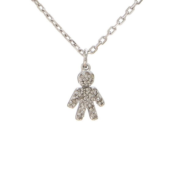 Sterling Silver Damond Little Boy/girl Charm Necklace•push Present