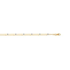 14k Yellow Gold Double Strand Turquoise Enamel Bead Anklet /Birthday/Graduation/Anniversary/Wedding/MothersDay