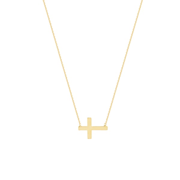 14k Gold East to West Sideways Cross Necklace/Religious necklace/Baptism/mother's day gift/birthday/graduation/Confirmation/Easter