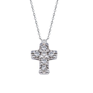 Solid 14K Gold Tiny Diamond Cross Necklace-Anniversary gift-Birthday gift-Religious gift-Baptism-Communion-Confirmation-Easter