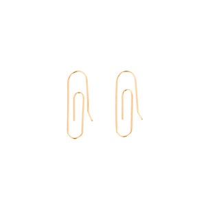 14k Yellow Solid Gold Paper Clip Earrings