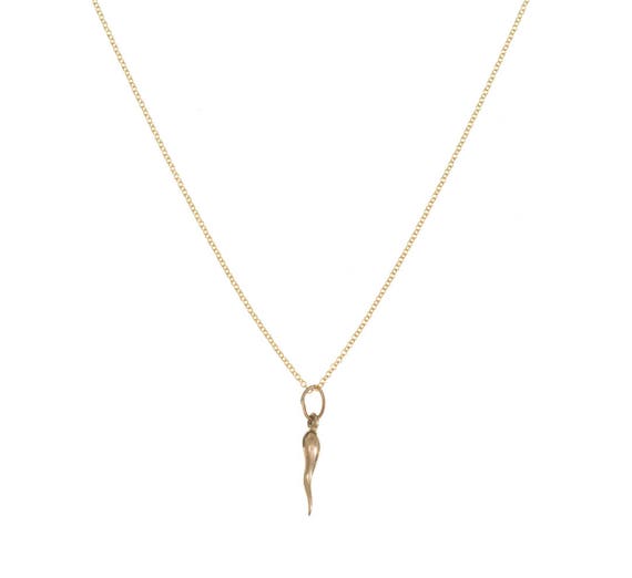 Tiny 14k Gold Italian Horn Charm - Etsy 
