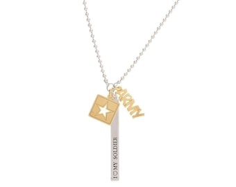 Collier personnalisé en argent sterling bicolore à breloques armée