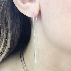 14k Gold Diamond Threader Earrings-Wedding-Graduation-Anniversary- Birthday•MothersDay