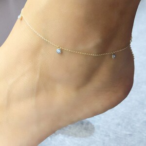 Dainty 14k Gold Evil Eye Anklet•Birthday Gift•Anniversary Gift•Wedding•Graduation•MothersDay image 2