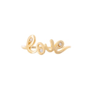 14k Gold Love Ring with Diamonds/Anniversary gift/Mother's Day Gift/Birthday Gift/Valentine'sMothersDay image 1