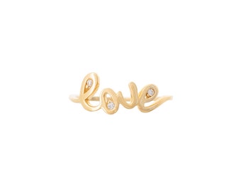 14k Gold Love Ring with Diamonds