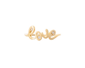 14k Gold Love Ring with  Diamonds/Anniversary gift/Mother's Day Gift/Birthday Gift/Valentine's•MothersDay