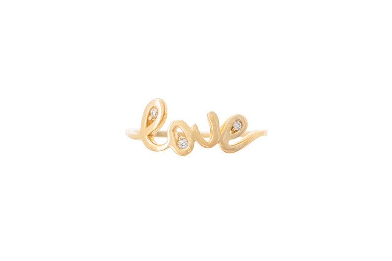 14k Gold Love Ring with Diamonds/Anniversary gift/Mother's Day Gift/Birthday Gift/Valentine'sMothersDay image 1