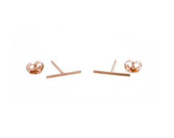 14k Gold Staple Earrings-Trendy, Everyday Earrings/Bar Earrings