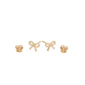 14k Gold Diamond Bow Earrings/ Anniversary/Birthday/Wedding/Graduation