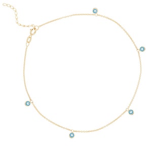 Dainty 14k Gold Evil Eye Anklet•Birthday Gift•Anniversary Gift•Wedding•Graduation•MothersDay image 3