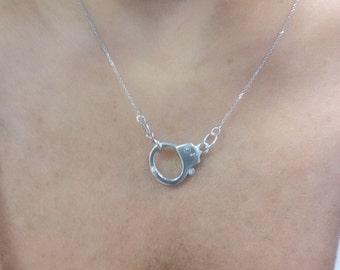 Sterling Silver Handcuff Necklace-Trendy, Everyday Necklace