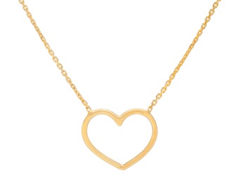 Collar de corazón de alambre de oro de 14 k, delicado colgante minimalista
