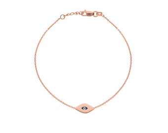 14k Gold Dainty Evil Eye Bracelet