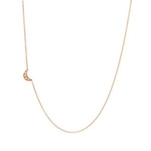 Dainty 14k Gold Diamond Crescent Moon Necklace