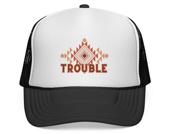 Southwestern Diamond Trouble Trucker Cap | Embroidered Aztec Pattern