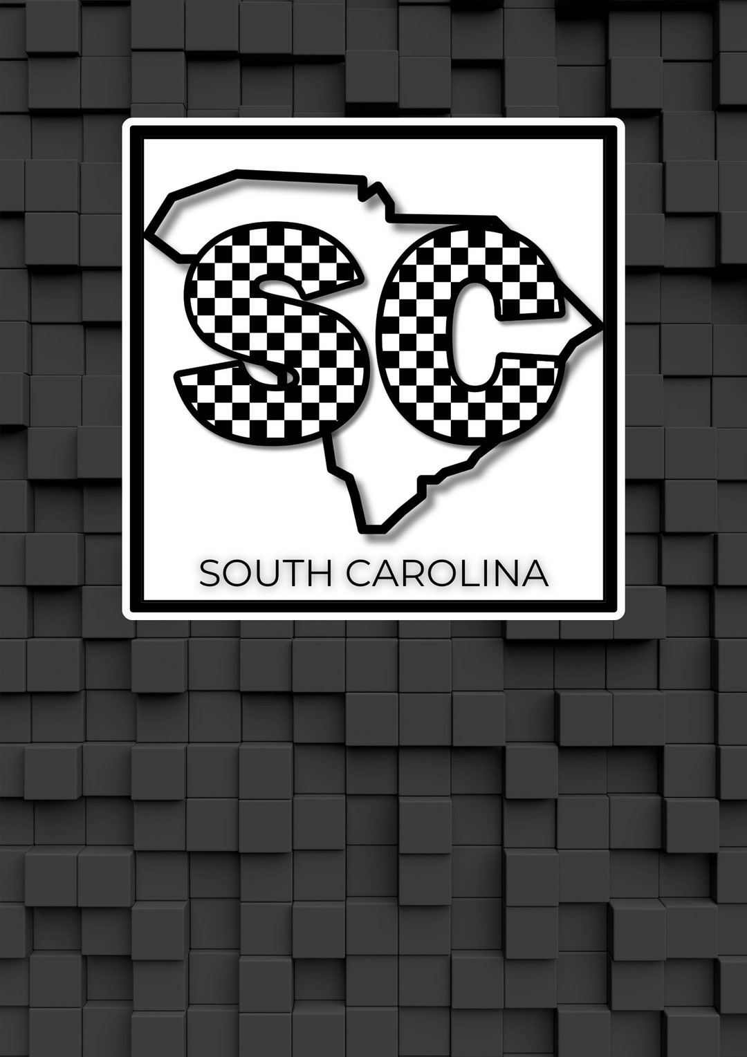Sc Letters Sticker South Carolina Checkered Letters - Sticker - Etsy